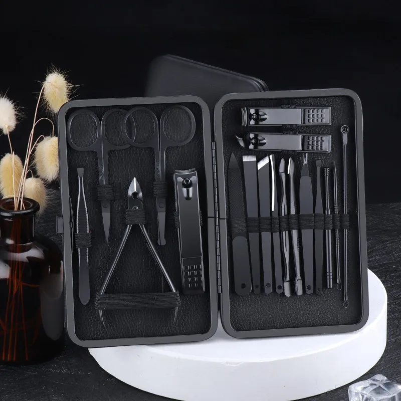 7-18 piece set of black stainless steel nail clippers complete set of nail clippers acne needles foot beauty pliers nail scissors set nail clipper set nail care kit beauty set manicure pedicure kit manicure nail clipper set manicure sets manicure set nail clippers kit nail clipper nail clippers