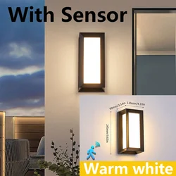 Outdoor LED Wall Lamp with Presence Sensor - Waterproof Wall Light for Garden, Porch, and Balcony (Warm With Sensor)