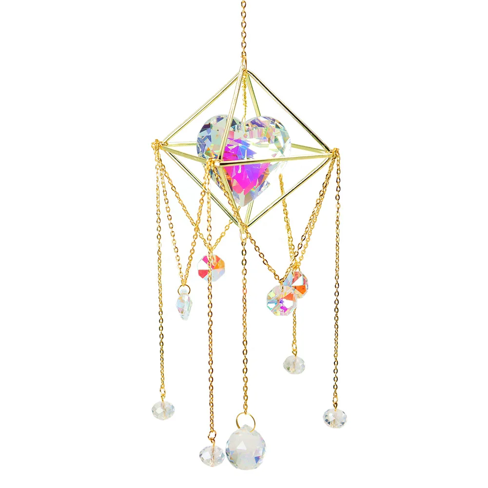 Suncatcher Crystal Love Heart Chandelier Pendant Prism Hanging Lamp Ornament