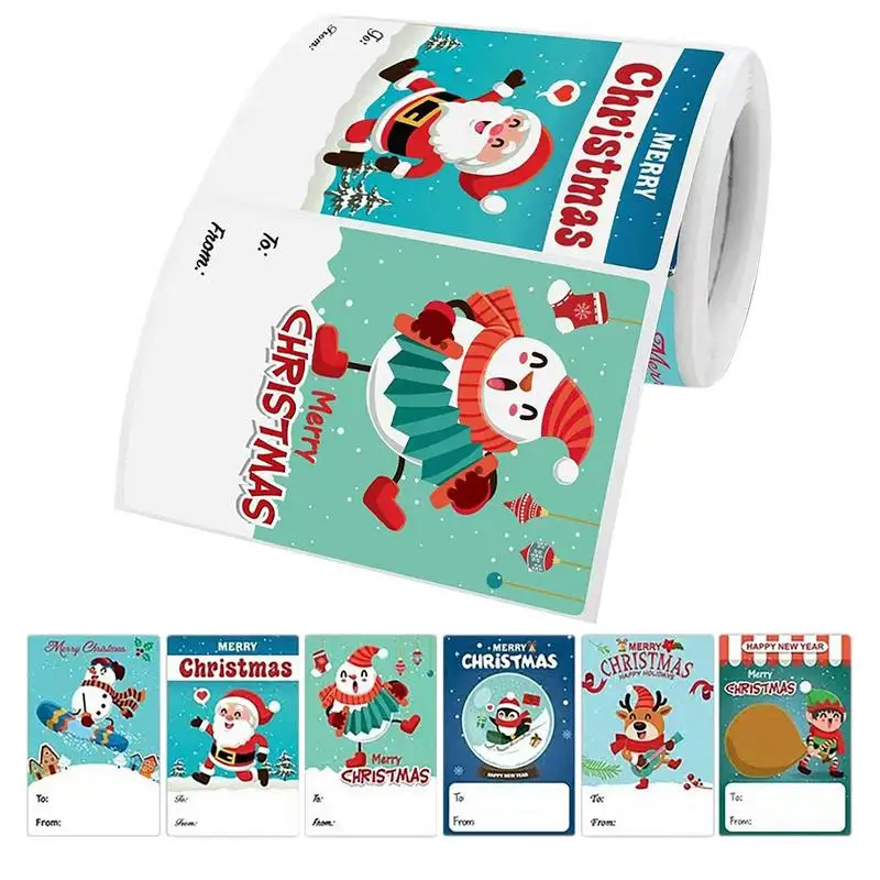 

Christmas Name Tags 500pcs Gift Tag Stickers 6 Assortment Christmas Theme Designs Christmas Sticker Tags Paper Self Adhesive