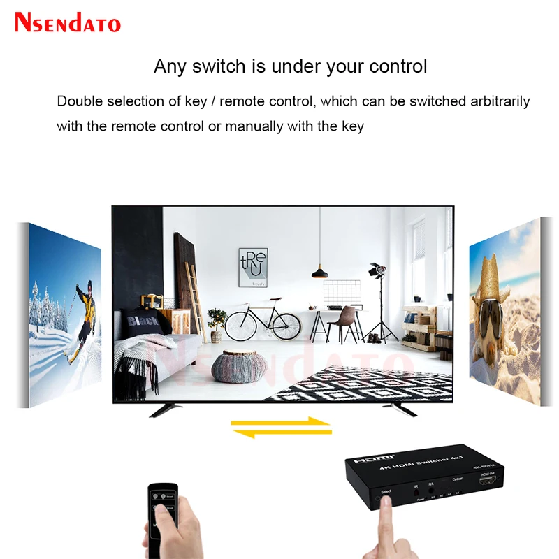 HDMI 2.0 Switcher 4 in 1 out with audio 4K 60Hz HDMI Switch Switcher Selector 4x1 Full 3D Support Dolby HDCP2.2 HDTV Xbox PS3/4