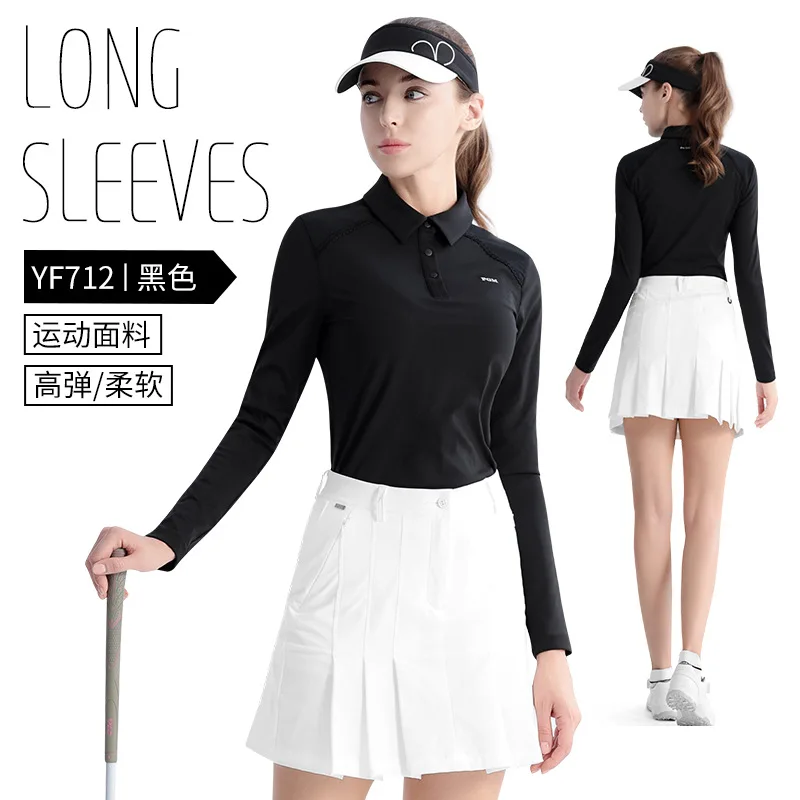 PGM Golf Clothing Women's Summer Long Sleeve T-shirt POLO Shirt High Elastic Top Look Thin Breathable and Comfortable Sportswear