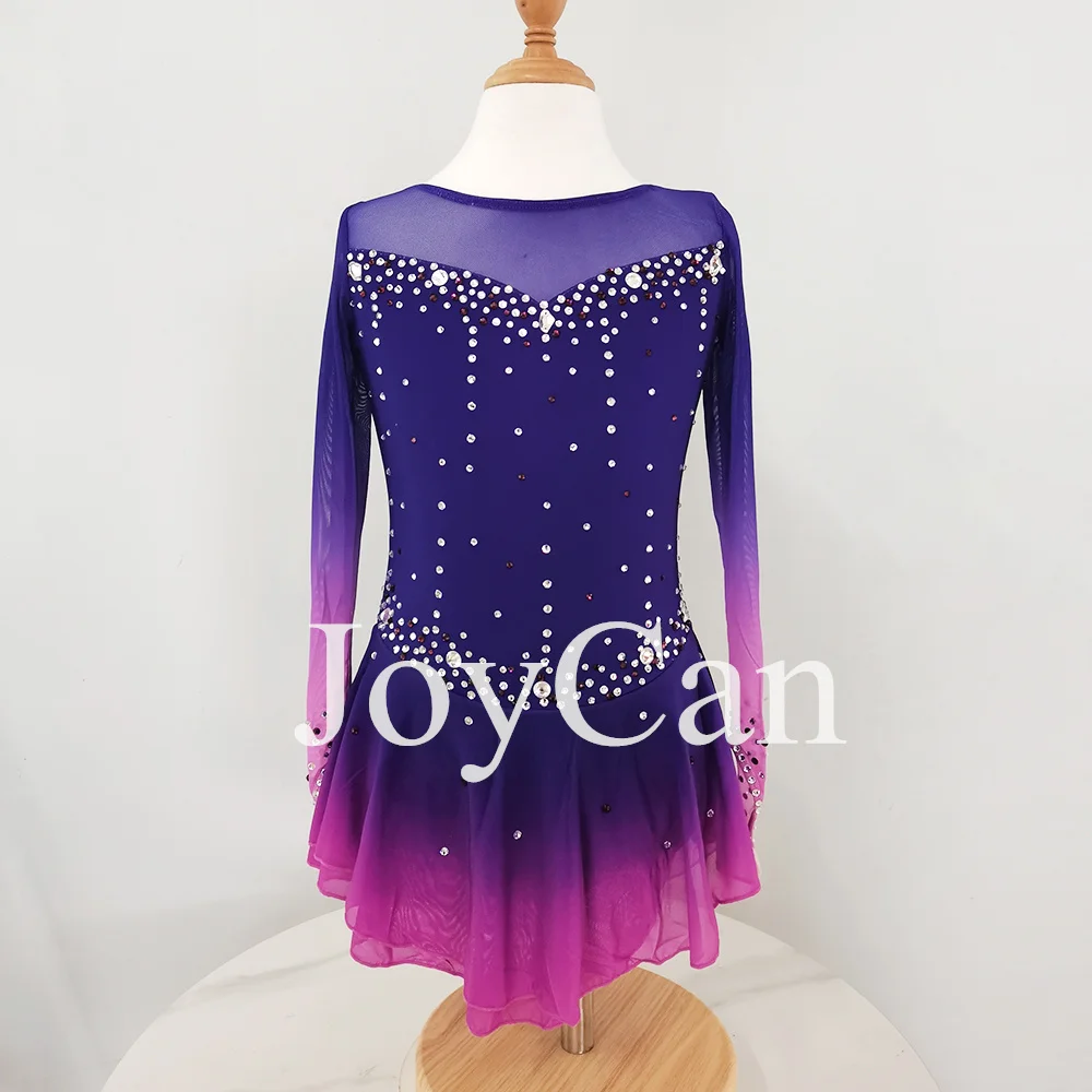 

Платье для катания на коньках JoyCan Ice, эластичная сетчатая танцевальная одежда из фиолетового спандекса для девушек