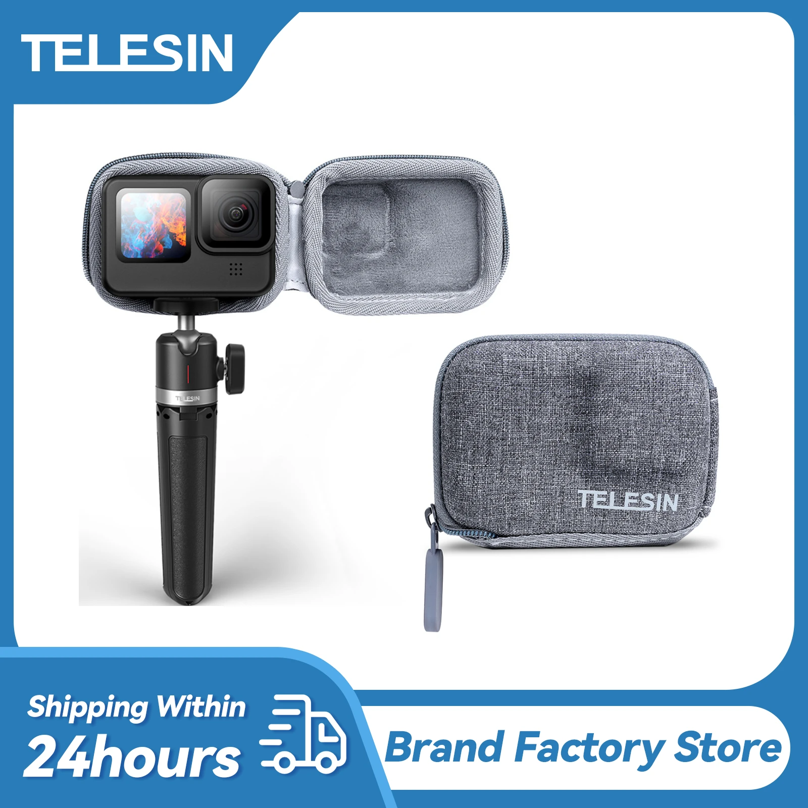 Telescopin Mini Custodia Protettiva Custodia Spazzolata Mezza Aperta A Sgancio Rapido Per Gopro 12 Hero 11 Gopro 10 Hero 10 9 Nero