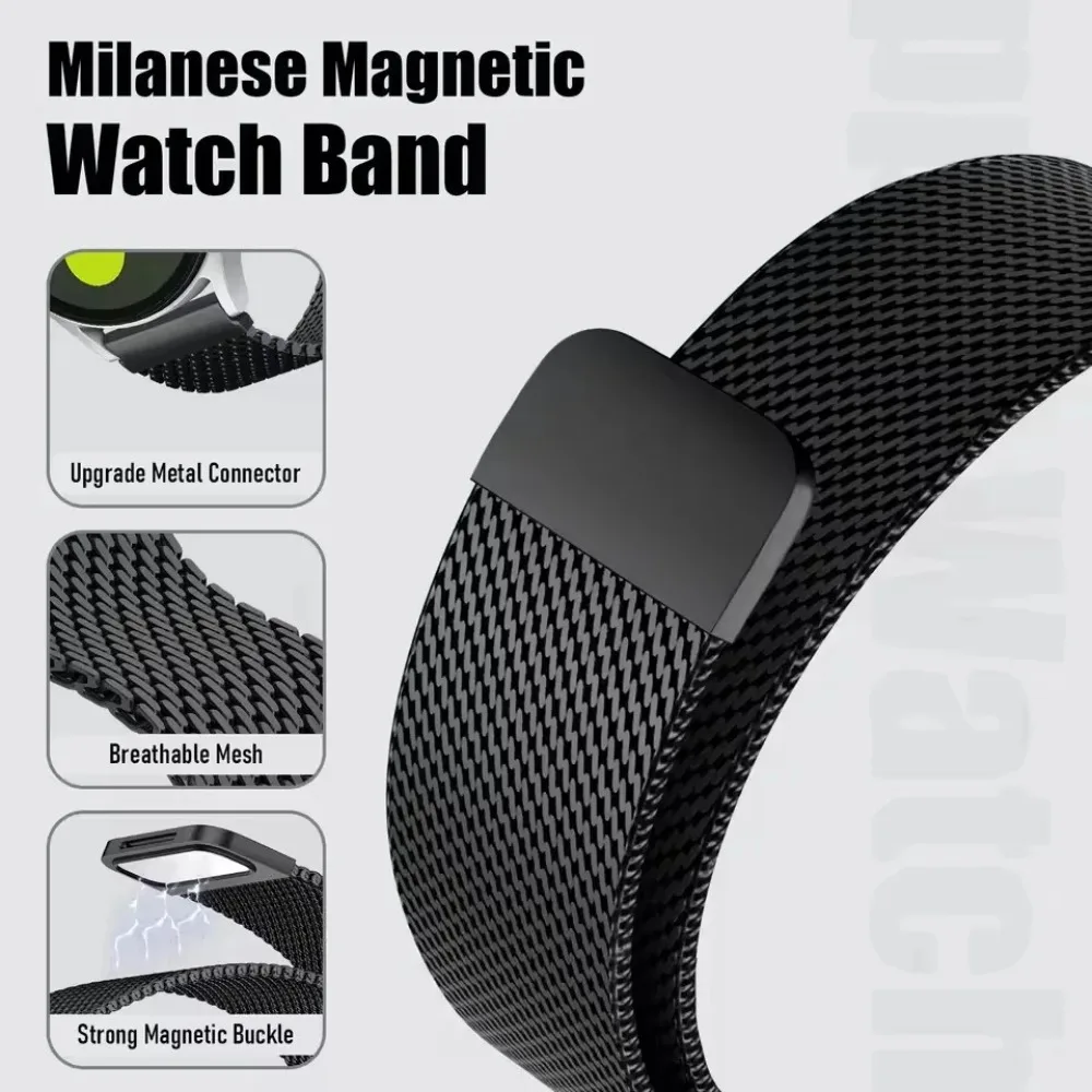Elegant Stainless Steel Milanese Magnetic Bracelet Strap - Available in 18mm, 20mm, and 22mm Sizes