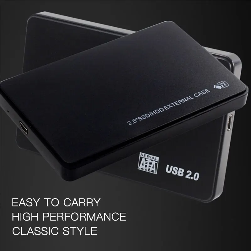 HDD Enclosure USB 2.0 HDD External Hard Drive Case 2.5 Inch Plastic SATA Enclosure SSD High Speed Transmission Support Window Mac Android