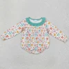 Hot Sale Baby Girls Rompers Blue Stripes Dog Embroidery Boutique Long Sleeve Rompers Kids Clothes Toddler Girls Rompers Onesie 3