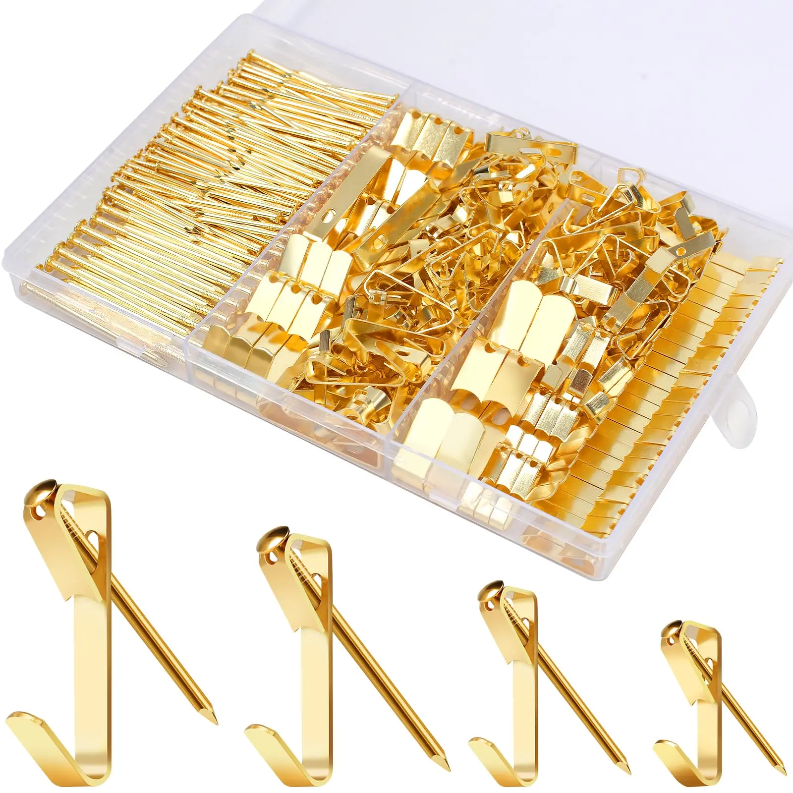 184 Piece Picture Hanging Kit With Gold Metal Hooks
