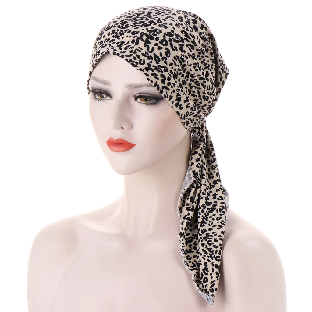 Muslim Hijab Cancer Chemo Caps Flower Print Turban Cap Hair Loss Headscarf Elastic Cotton Headwear