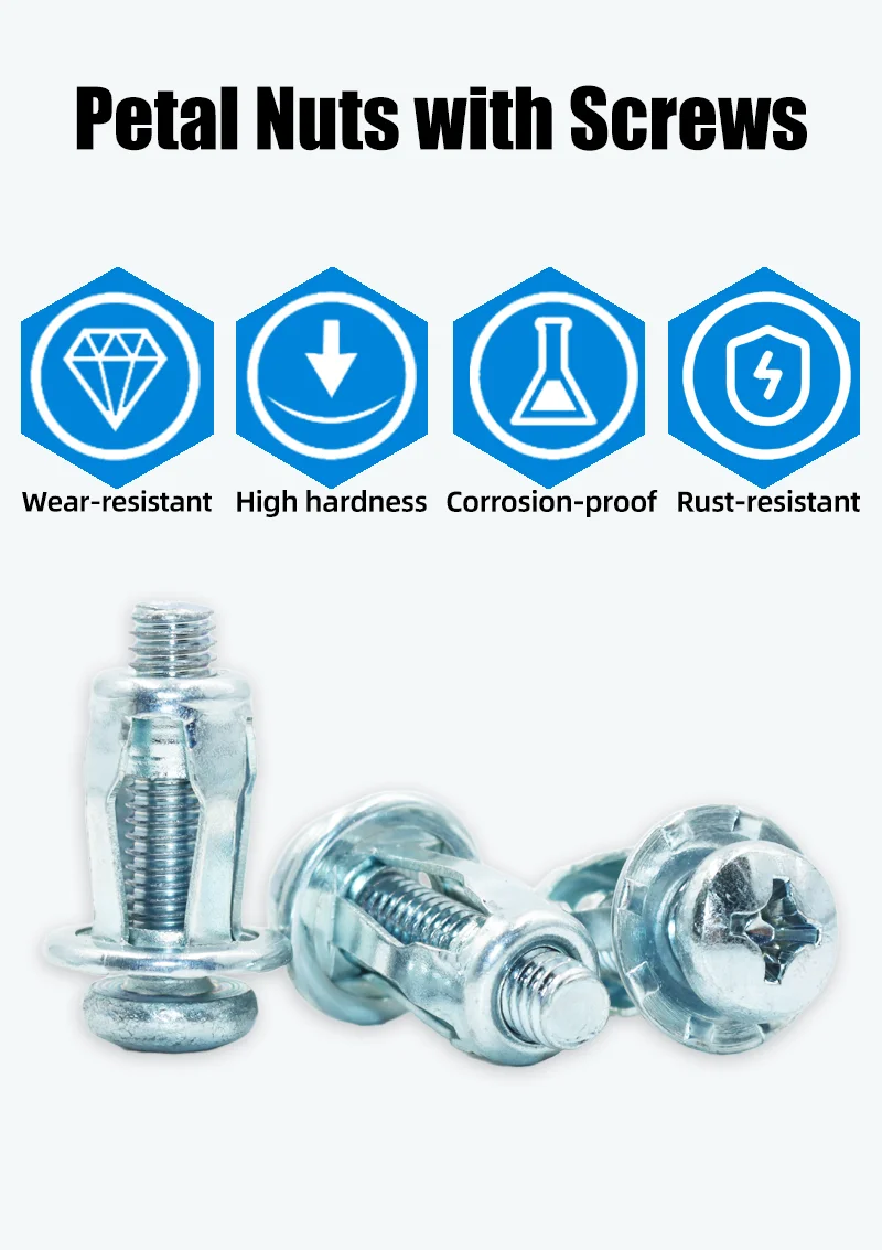 Description Picture 2 of itemJack Nuts Screw Petal Shape Metal Rivet Nut M4 M5 M6 Panel Clamp Lock Rivnut Curtain Board Wall Car License Expansion Screw Bolt