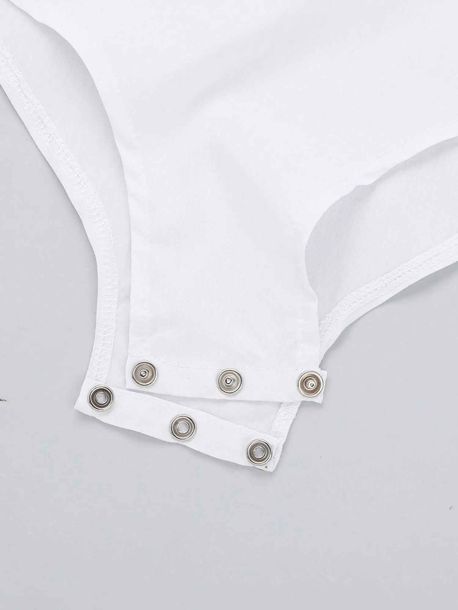 Kids Boys Latin Dance Costume White Long Sleeve Shirts One-Piece Lapel Romper Leotard Bodysuit