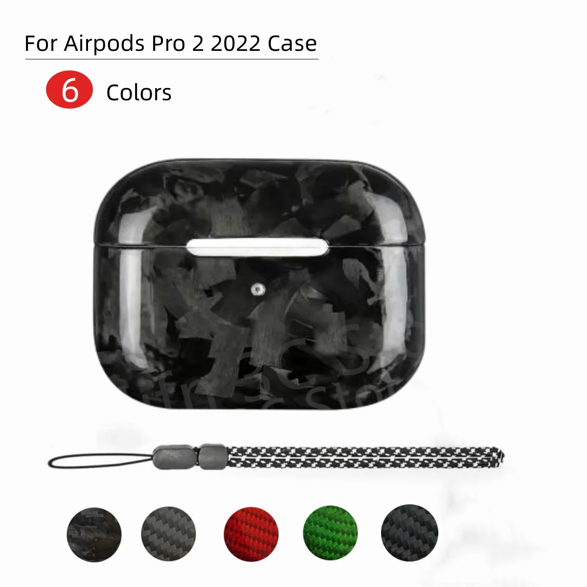 

for AirPods Pro 2 Case Glossy Finish Forged Carbon Fiber Case Stripes Lanyard Shock-Absorbing Protective Cover for AirPods Pro 2