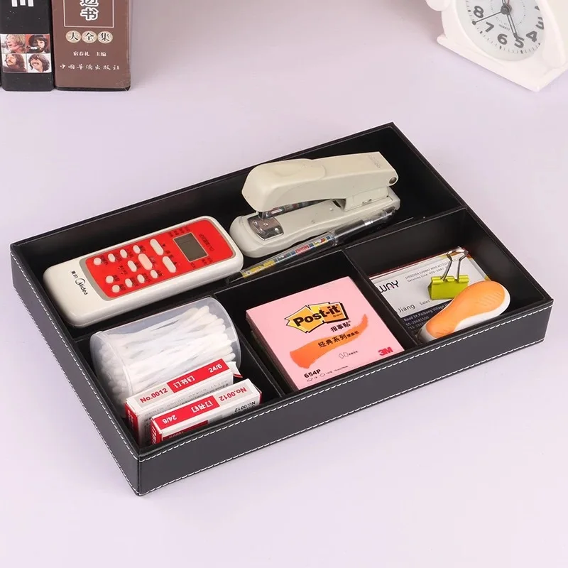 

Pu Leather Drawer Storage Organizer Divider for Office Desk Supplies 4 Slots Desk Drawer Organizer