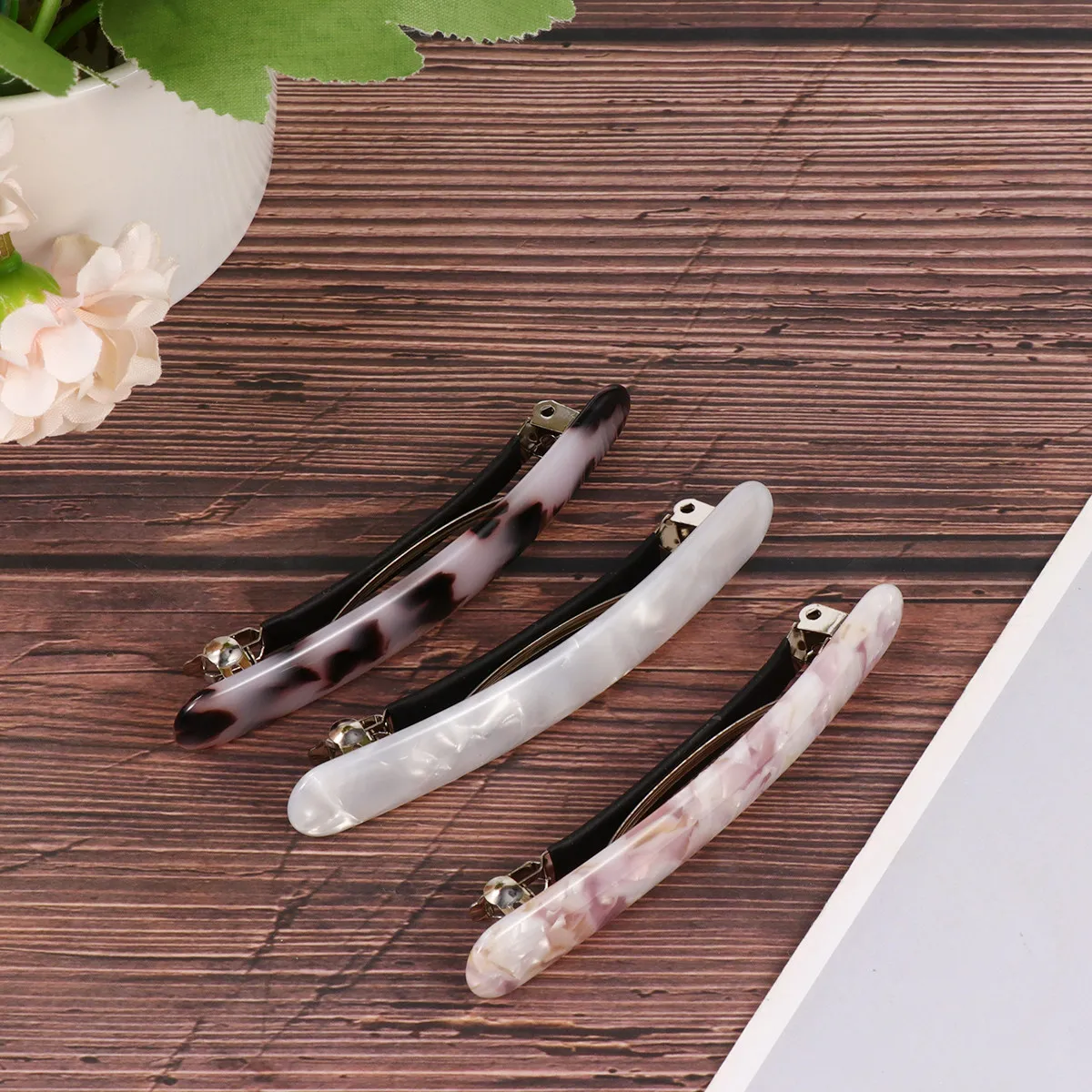 3Pcs 아세테이트 헤어핀 여성 헤어 클립 파티 웨딩 볼 스타일링 포니 테일 홀더를위한 미끄럼 방지 우아한 패션 헤어 액세서리