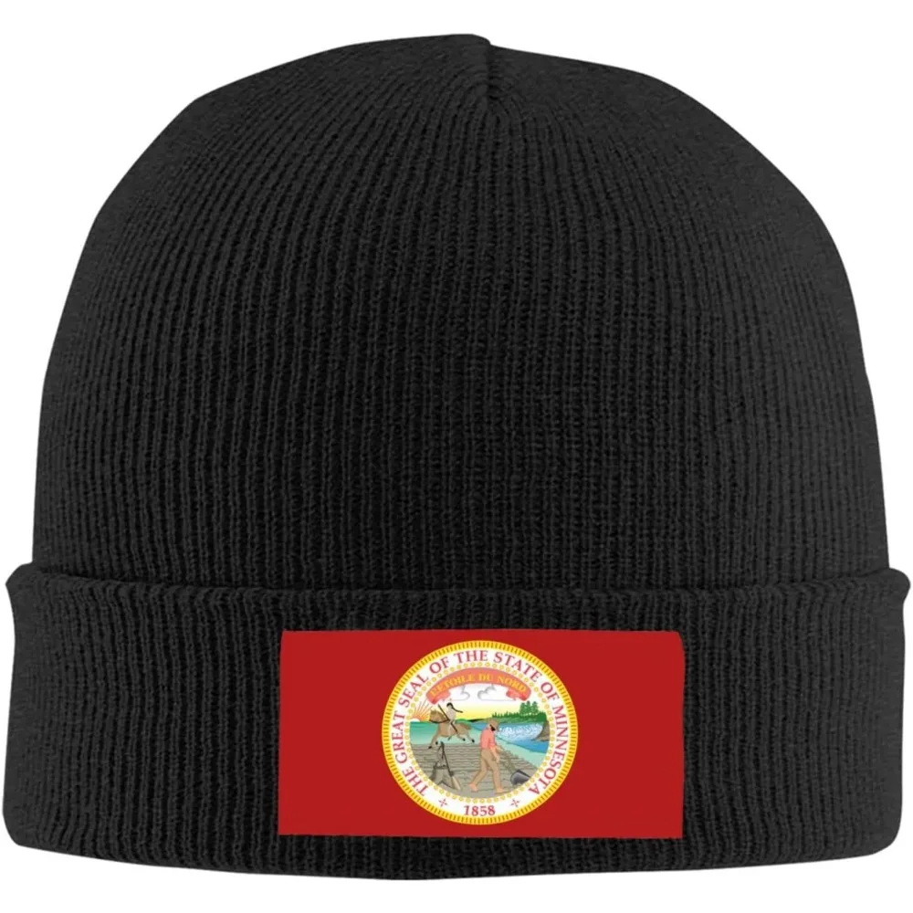 

State Seal of Minnesota Knitted Hat Knitted Wool Cap - Velvet Patch Section,Soft and Skin-Friendly, Lightweight and Warm.