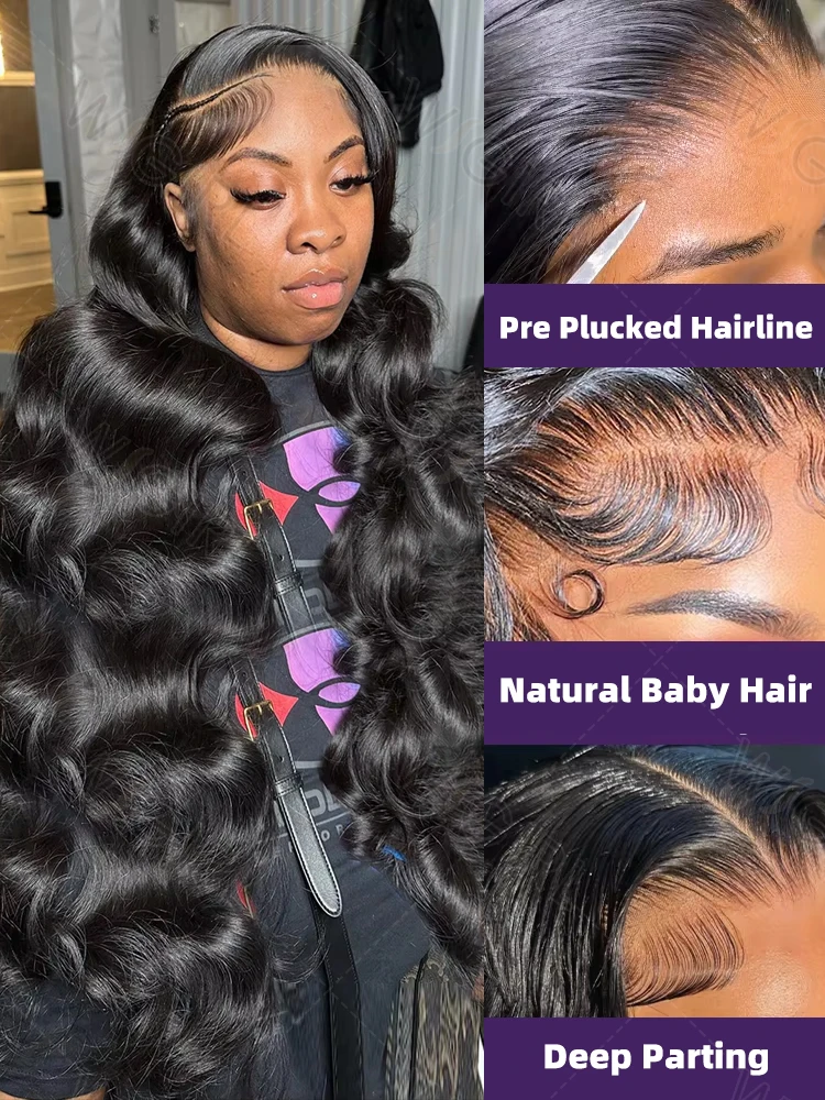 Human Hair Wig 200 Density 30 36 Inch 13x6 HD Transparent Body Wave Lace Front Brazilian Wavy 13x4 Lace Frontal