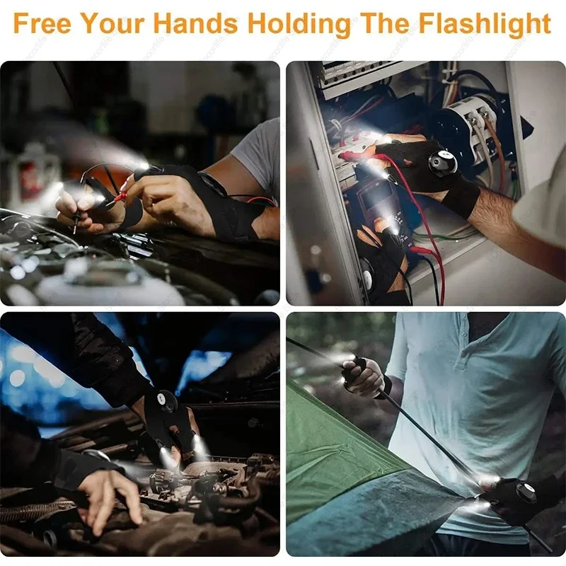 1-10 PCS LED Lighted Gloves Riding Night Fishing Camping Outdoor Hiking Rescue Lighting Gloves Lighted Running NEW