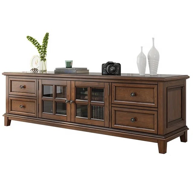 Modern TV Stand Entertainment Center Console Cabinet Stand W 2 Drawers/doors/shelf Brown