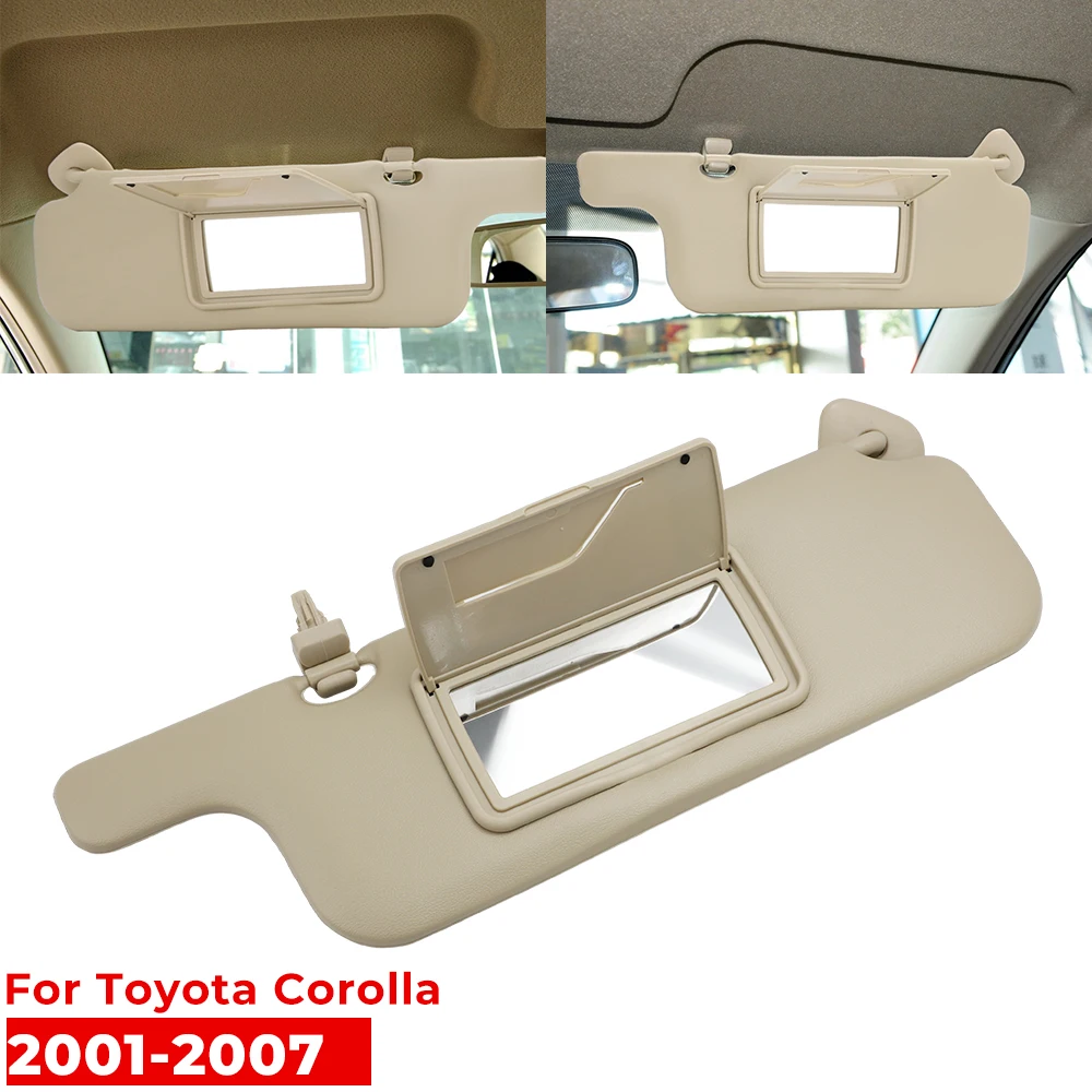 도요타 코롤라 2001-2004 2005 2006 2007 자동차 내부 좌측 우측 선바이저 패널, 메이크업 미러 선 차폐 보드 포함