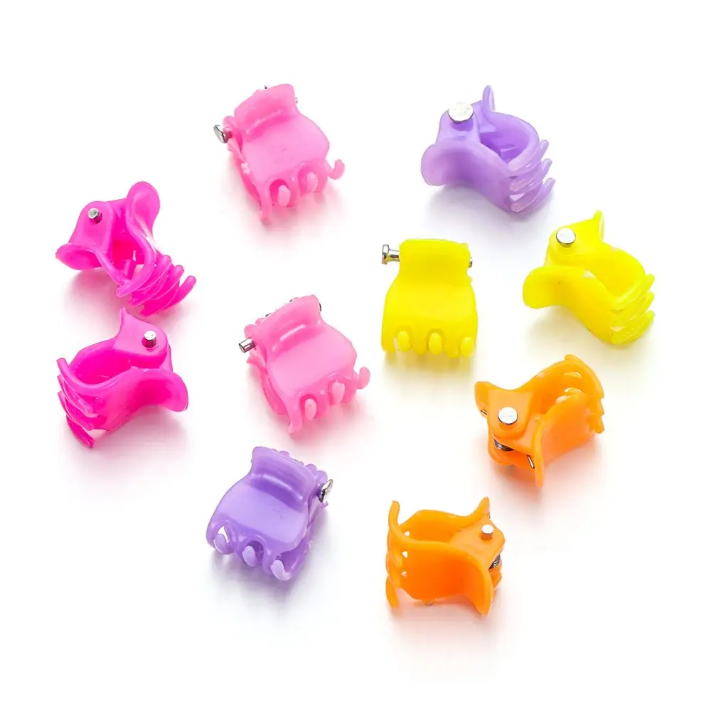 Mini Plastic Hair Clips for Dolls Mixed Color 1cm