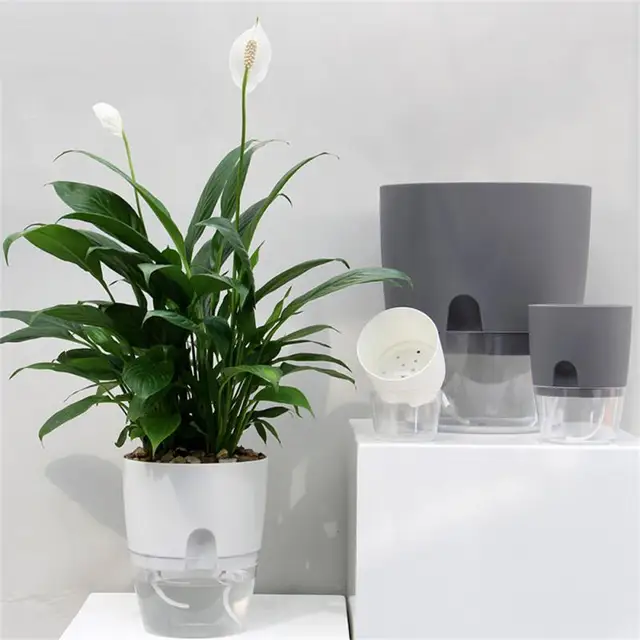Hidroponikus Virágcserép -Víztartály Automatikus Öntözés Növényi Edény Otthoni Vízelszívási Kreatív Iroda - Image 5