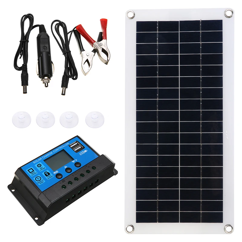 1 Pc High Quality 20W Solar Panel Battery Charging Kit with Charger