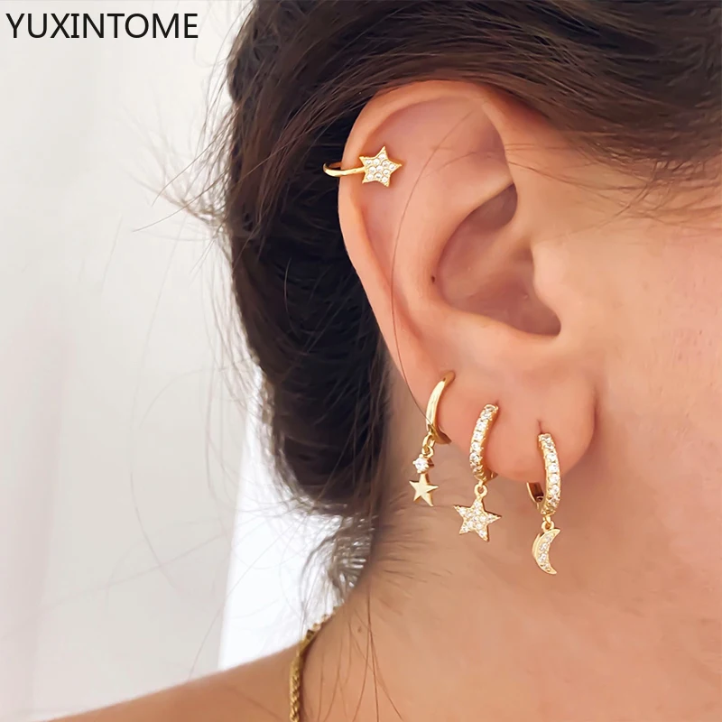 

Yuxintome серьги-кольца из стерлингового серебра 925 пробы с фианитами