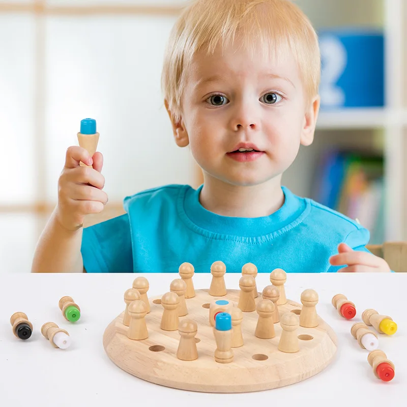 Jogo de memória xadrez 3d, quebra-cabeça de madeira, brinquedo lógico para  crianças e bebês - AliExpress
