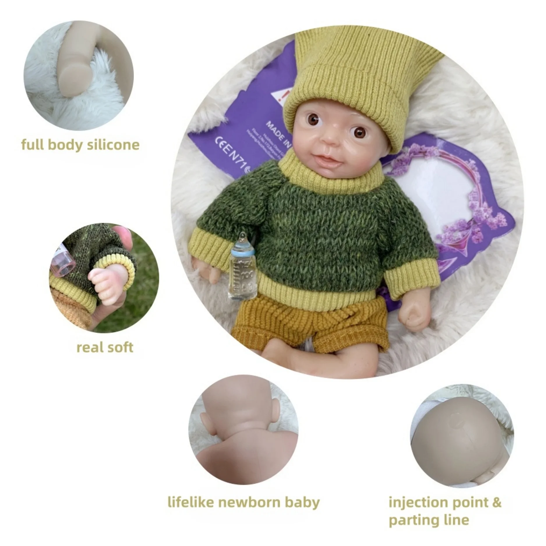 Silicone Reborn Doll AnjoDoll 6 Inch Palm Newborn Babies Full Body Silicone Boys Reborn Dolls Bebe Reborn Corpo De Silicone Inteiro 1pc