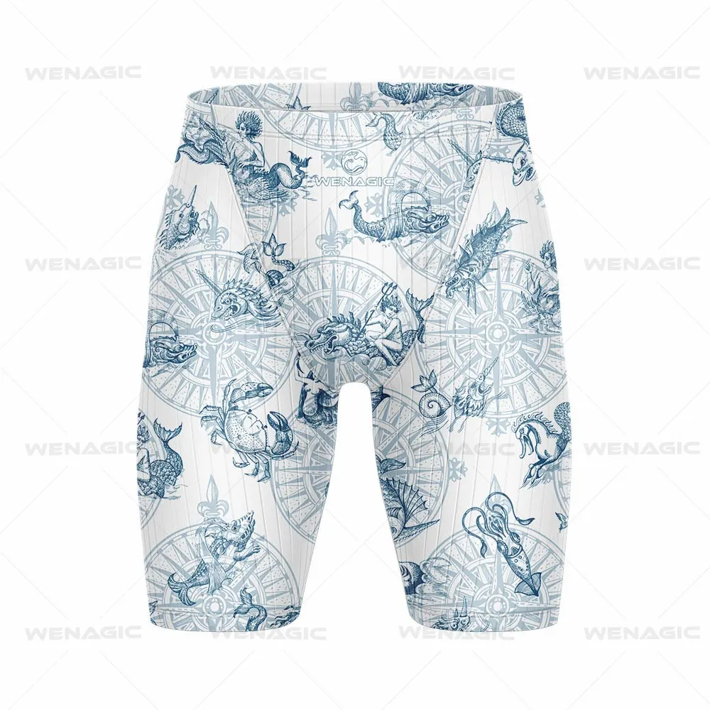 New Men Swim Jammer Swimming Trunks Professional Swim Surf Trunks Summer Beach Lycra Quick Dry Uv Protection Gym Tights Shorts