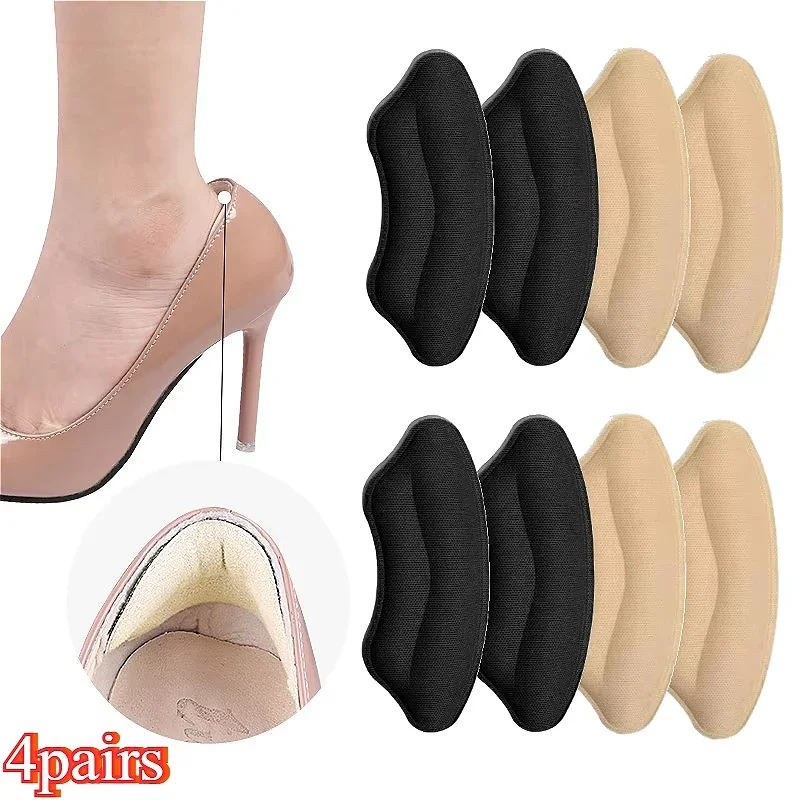 8-Pack Heel Pads for Too Big Shoes Self-Adhesive Heel Protectors Heel Slip Rubbing for High Heels Adjustable Half-size Insoles