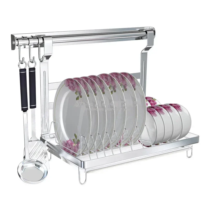 Space-Saving Wall-Mounted Dish Rack Stainless Steel Draining