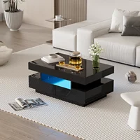 Table basse Table basse rectangulaire Table de salon Table basse rectangulaire moderne haute brillance Table à thé rangement salon 4