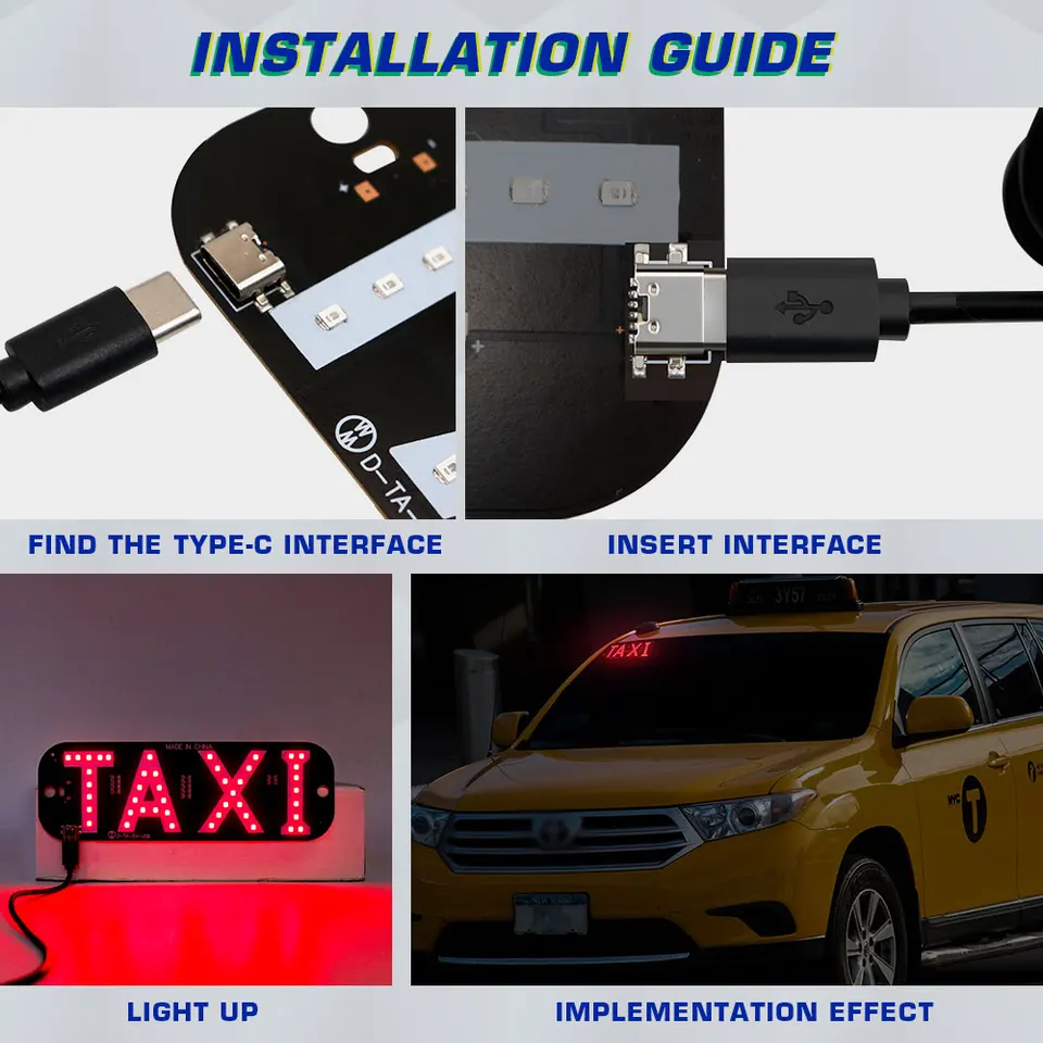 LED Light Signs For Car Windshield,Taxi Logo With Suction