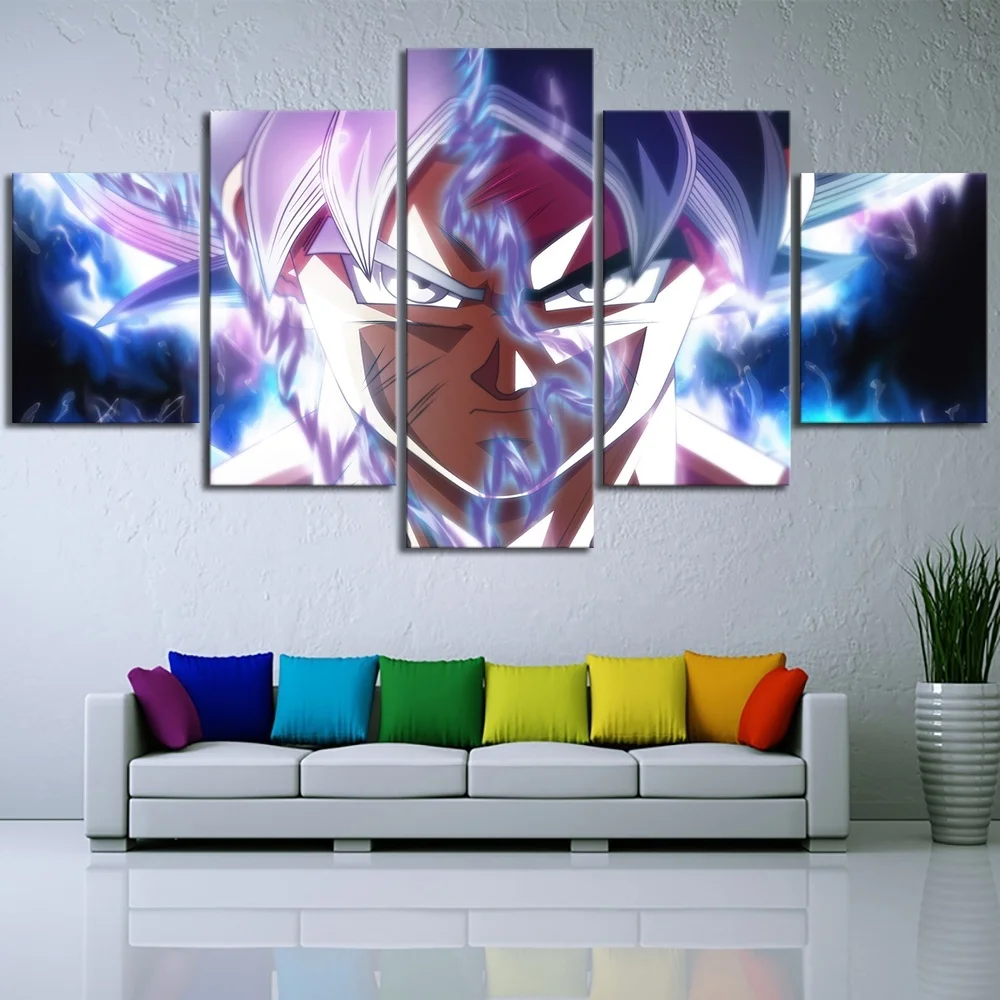 

5 Pieces Anime Dragon Ball Super Mastered Ultra Instinct Goku Poster HD Wall Pictures for Living Room Decor No Frame Gift