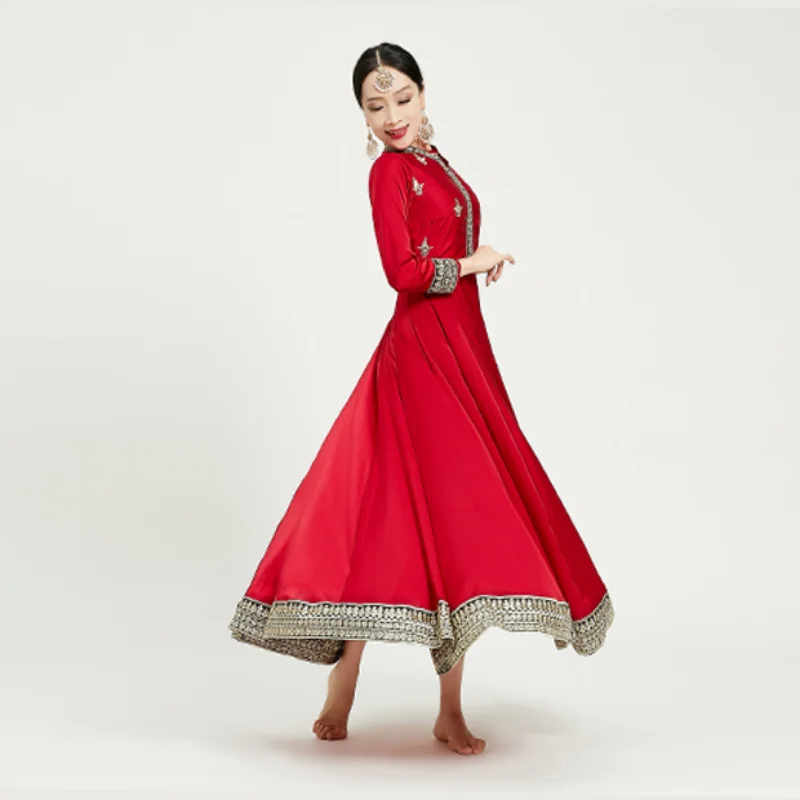 Abito stile nazionale di danza indiana Anna Dress Katak Dance Big Swing India abiti da donna in stile pakistano con scialle