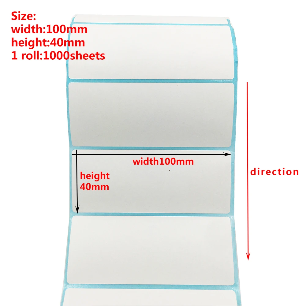 Wide Thermal Label Paper Roll - White Self-Adhesive Stickers