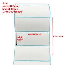 Wide Thermal Label Paper Roll - White Self - Adhesive Stickers (100X40X1000X1roll)