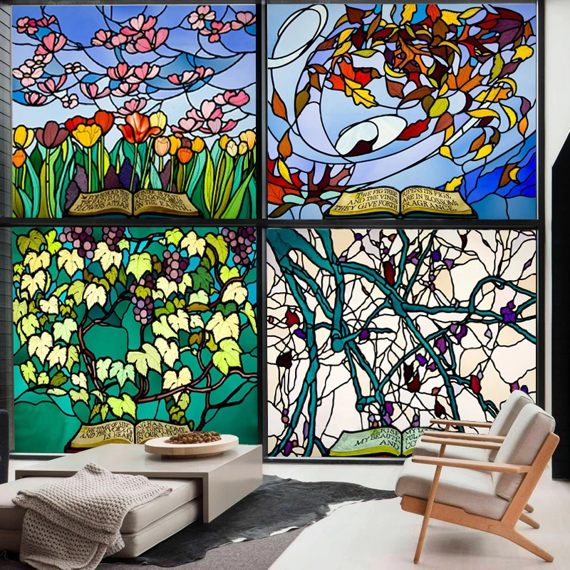 Custom Size Stained Glass Window Film Frosted Privacy Static Cling Church Mythological People For Transom Window Home Decor Decorative Films Aliexpress