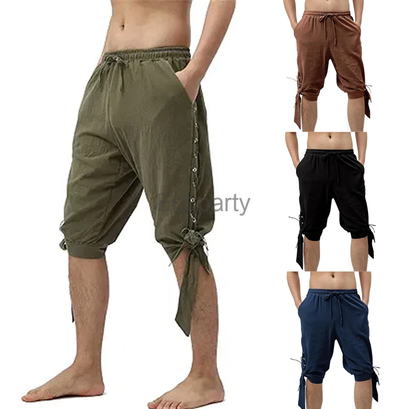 

New Men's Medieval Pirate Pants Renaissance Vintage Gothic Lounge Horseman Navigator Bandage Pants Adult Halloween Costume