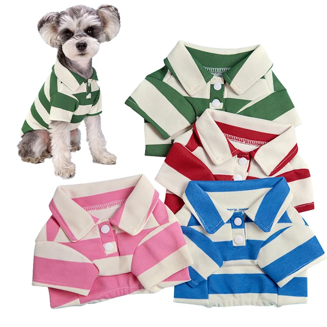 Pet Dog Polo Shirt Summer Dog Clothes Striped Casual Clothing for Small Large Dogs Cats T-shirt Chihuahua Pug Costumes Yorkshire Shirts