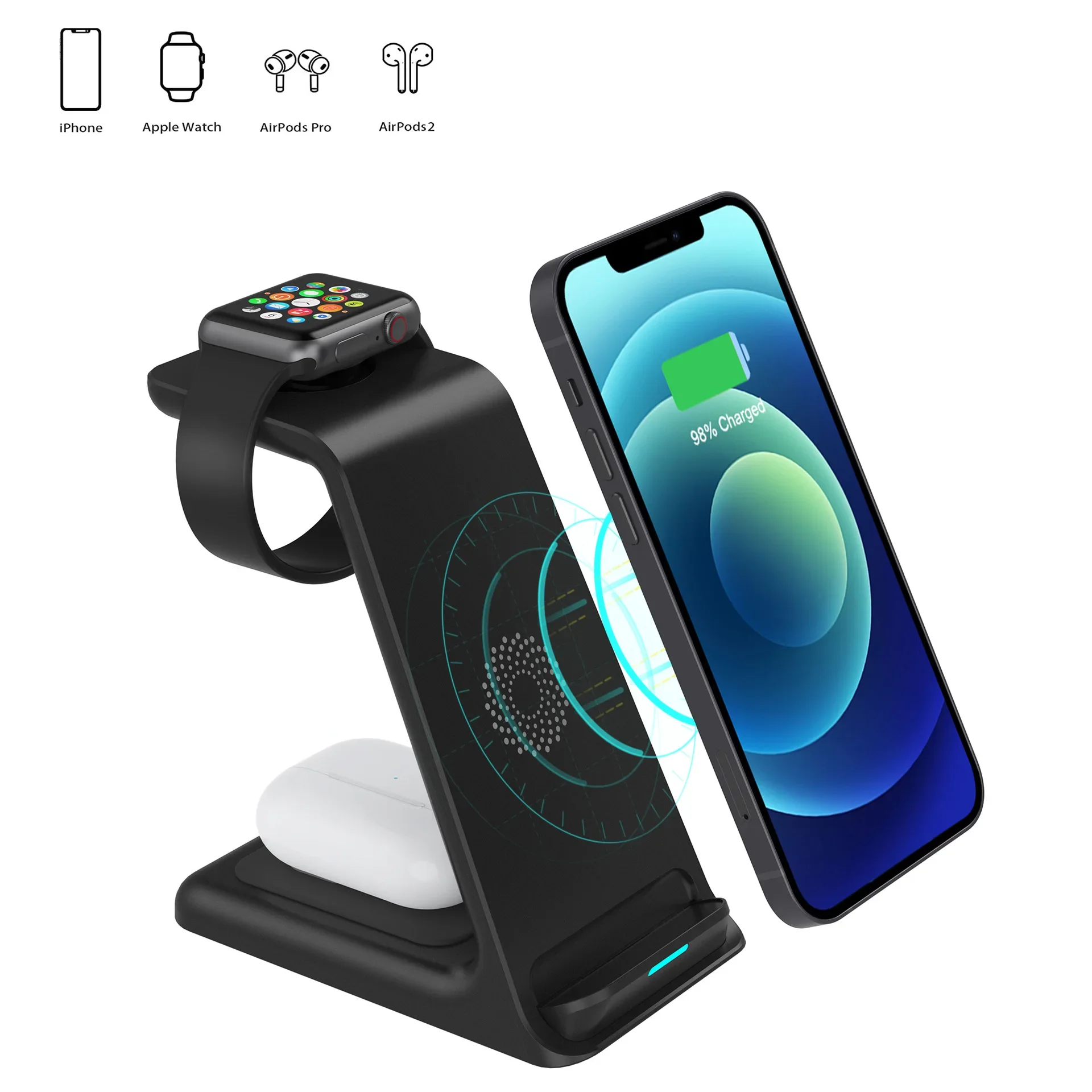 

3 in 1 Wireless Charger Stand Magnetic For iPhone 12 13 14 15 Fast Charging Station for Apple Watch 9 8 7 6 5 Airpods 2 3 Pro