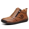 New Handmade Leather Casual Men Shoes Design Sneakers Outdoor Zipper Breathable Men Flats Shoes Fashion Loafers Men Ankle Boots