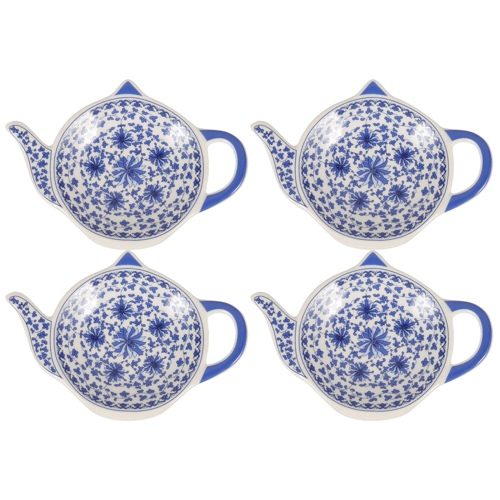 4 Pcs Tea Bags Teaspoons Teapot Shaped Ceramic Dish Teabag Organizer Dispenser Holder