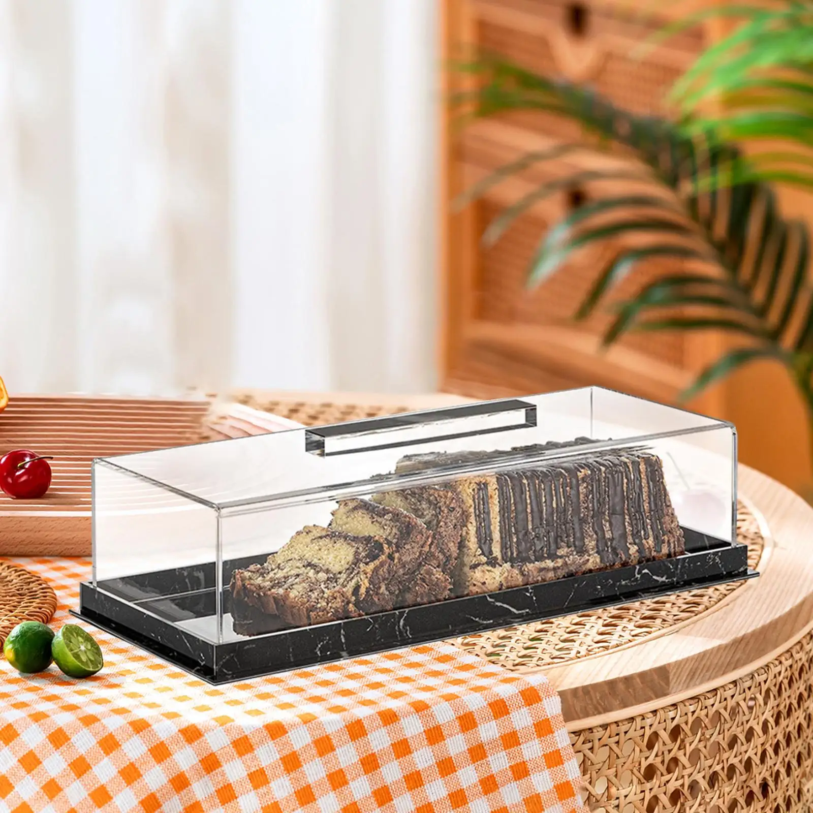 Rectangular Cake Holder with Cover Acrylic Pastry Display Case Cake Storage Tray for Home Party Wedding Countertop Decors