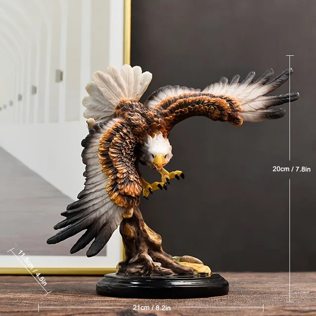 Statue d'aigle en résine abstraite moderne, 1 pièce, créature ailée majestueuse, détails complexes, décoration de salon et de bureau, cadeau 18.5cm 3