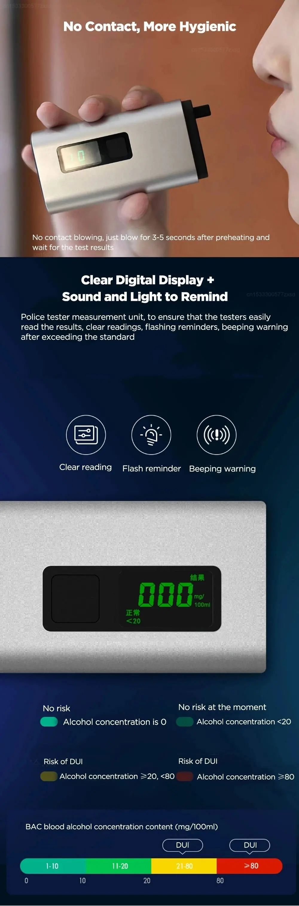 Xiaomi Nextool 4-in-1 Mini Alcohol Tester LCD Digital Car Window Breaker description image 2