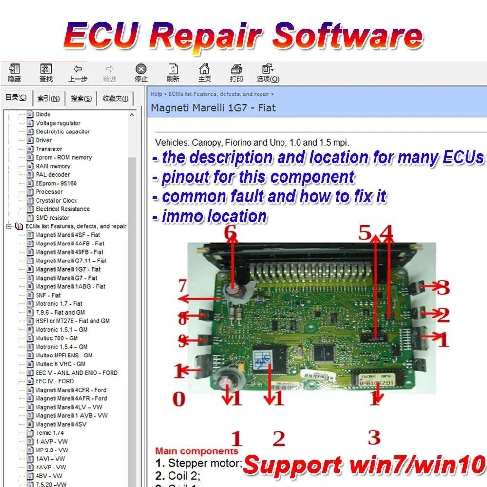 

2023 ECU Repair Software ECU Modules Repair Pinout Immo Location Including Multimeters Transistor EEprom Defects Car Repair Tool