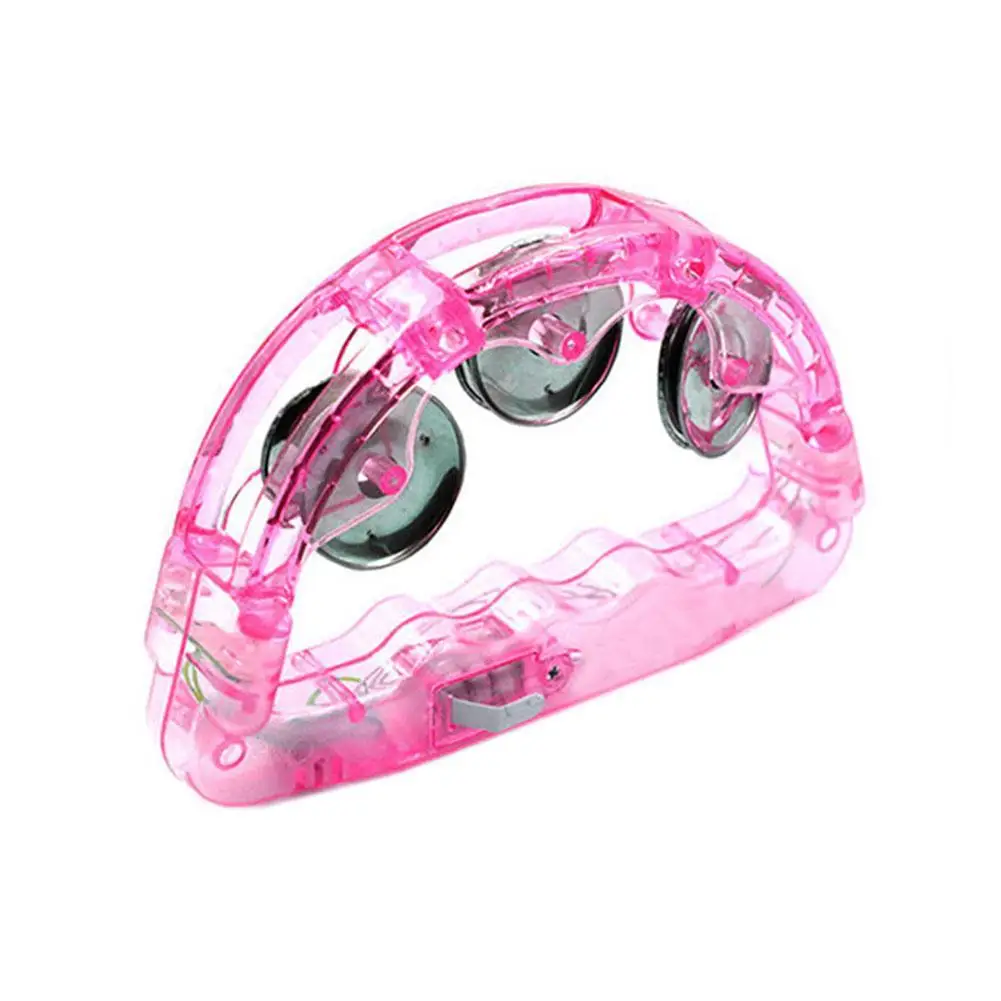 LED Tambourine Glowing 4 Light 3 Functions Electronic Bell Flashing Musical Instrument Shaking Toy For Christmas Birthday P E8V1