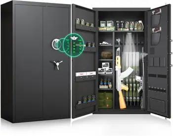 30-40 Large Gun Safe for Rifles and Pistols, Unassembled Digital Gun Safe, Rifle Safe with LCD Keypad and Adjustable Shlef 1